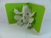 Carte griffon le petit hérison en relief kirigami 3d couleur gris perle et vert menthe