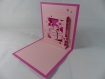 Carte paquet cadeau en relief kirigami 3d couleur rose fuchsia et rose