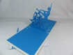 Carte danseuse etoile en relief kirigami 3d couleur ivoire bleu turquoise