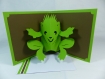 Carte griffon le petit hérison en relief kirigami 3d couleur vert menthe et marron taupe