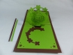 Carte ou faire-part cœur ellipse en relief kirigami 3d couleur cacao et vert menthe
