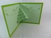 Carte de vœux sapin en relief 3d kirigami couleur vert menthe et vert pâle