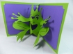 Carte sa majesté la grenouille en relief 3d kirigami couleur vert menthe et violine