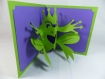 Carte sa majesté la grenouille en relief 3d kirigami couleur vert menthe et violine