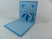 Carte cocotier en relief kirigami 3d couleur bleu turquoise et bleu alizé