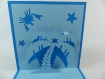 Carte cocotier en relief kirigami 3d couleur bleu turquoise et bleu alizé