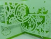 Carte médaillon floral en relief kirigami 3d couleur vert menthe, vert pale