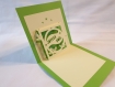 Carte de vœux joyeux noël en relief 3d kirigami 90° couleur vert menthe/jaune canari