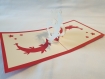 Carte ou faire-part coeur ellipse en relief kirigami 3d couleur rouge groseille et ivoire