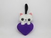 Porte clef chat, ultra violet, saint valentin, porte cle chat, coeur violet, cadeaux pour les femmes, chat en tissu, violet pantone, kawaii