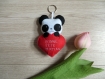 Peluche panda, dans un coeur, en feutrine, à suspendre, fait main, cadeau saint valentin