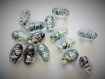 5 perles de verre - multicolore - ovale 