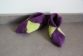 Chaussons en laine violets et verts anis au crochet taille 36-37