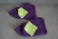 Chaussons en laine violets et verts anis au crochet taille 36-37