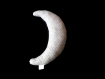 Coussin forme de lune en tissu gris motif losange 