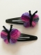 Barrettes papillons en laine dégradé violet