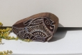 Tampon batik indien poisson en bois sculpté à la main, pochoir - btm10
