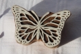 Tampon batik indien papillon en bois sculpté à la main, pochoir - btm2