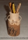 Pot a crayons bidon a lait en bois massif 