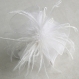 Grande barrette fleur blanche en organza, plumes et peles