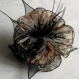 Broche fleur en tissu & plumes et perles *008
