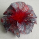 Petite barrette fleur en tissu & plumes et perles 029