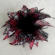Petite barrette fleur en tissu & plumes et perles 030