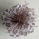 Grande barrette fleur en tissu & plume et perles 030