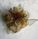 Grande barrette fleur en tissu & plume et perles 031