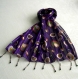 Foulard & perles violet ref. 071* - motif sphères