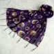 Foulard & perles violet ref. 071* - motif sphères