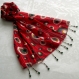 Foulard & perles rouge ref. 072 - motif shpères