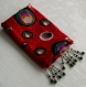 Foulard & perles rouge ref. 072 - motif shpères