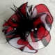 Petite barrette fleur en tissu & plumes et perles 093