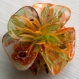 Petite barrette fleur en tissu & plumes et perles 095