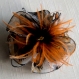 Petite barrette fleur en tissu & plumes et perles 098
