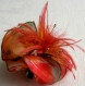 Petite barrette fleur en tissu & plumes et perles 100