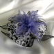 Grande barette fleur en tissu & plumes et perles 101