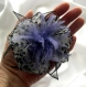 Grande barette fleur en tissu & plumes et perles 101