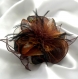 Grande barette fleur en tissu & plumes et perles 102