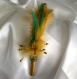 Serre-tête  jaune et verte décorée de plumes et de perles (enfant, ado)