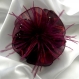 Petite barrette fleur en tissu & plumes et perles 104