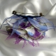 Grande barette fleur en tissu & plumes et perles 107
