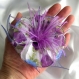 Grande barette fleur en tissu & plumes et perles 107