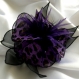 Grande barette fleur en tissu & plumes et perles 110