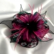 Grande barette fleur en tissu & plumes et perles 112