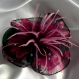Petite barrette fleur en tissu & plumes et perles 112