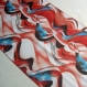 Foulard & perles ref. 117 - motif vagues rouges