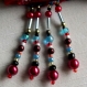 Foulard & perles ref. 117 - motif vagues rouges