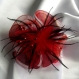 Petite barrette fleur en tissu & plumes et perles 117